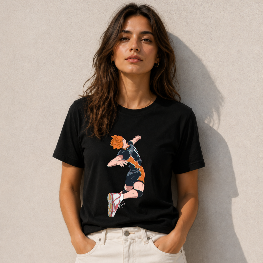 Hinata Spiking Oversized T-Shirt - Black