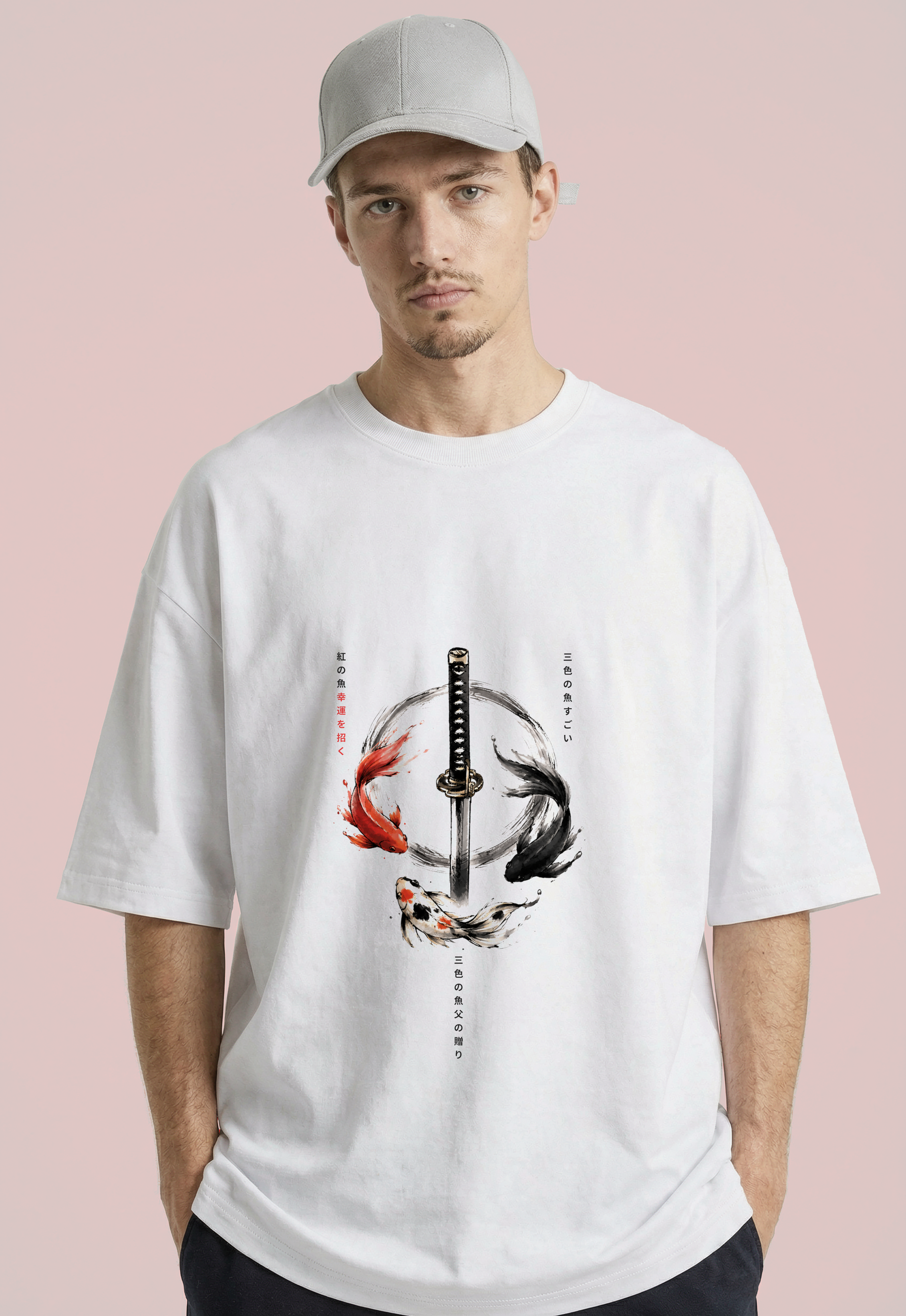 Kagurabachi Fish Oversized T-Shirt - White