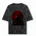 Black t-shirt with a graphic design of sakuna from an anime with background of white
