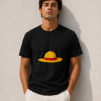 Straw Hat Oversized T-Shirt - Black