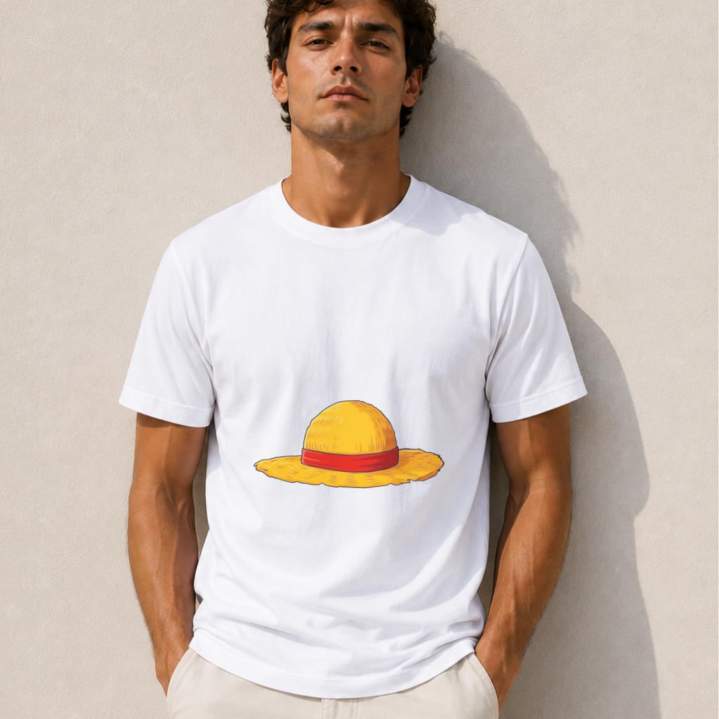 Straw Hat Oversized T-Shirt - Black